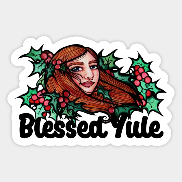 Blessed Yule Pagan Holiday Sticker by bubbsnugg